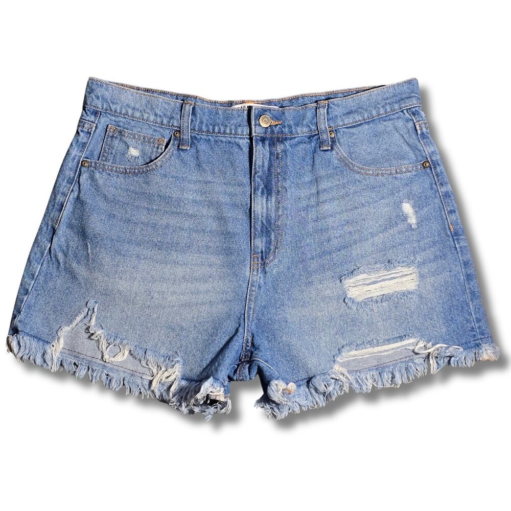 Women's Size 15/32 High Rise Distressed Denim Shorts 100% Cotton Celebrity Pink